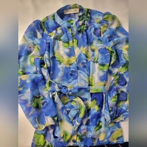 Taylor Abstract Watercolor Floral Lilypad Print LS Maxi Dress 4 Easter Spring